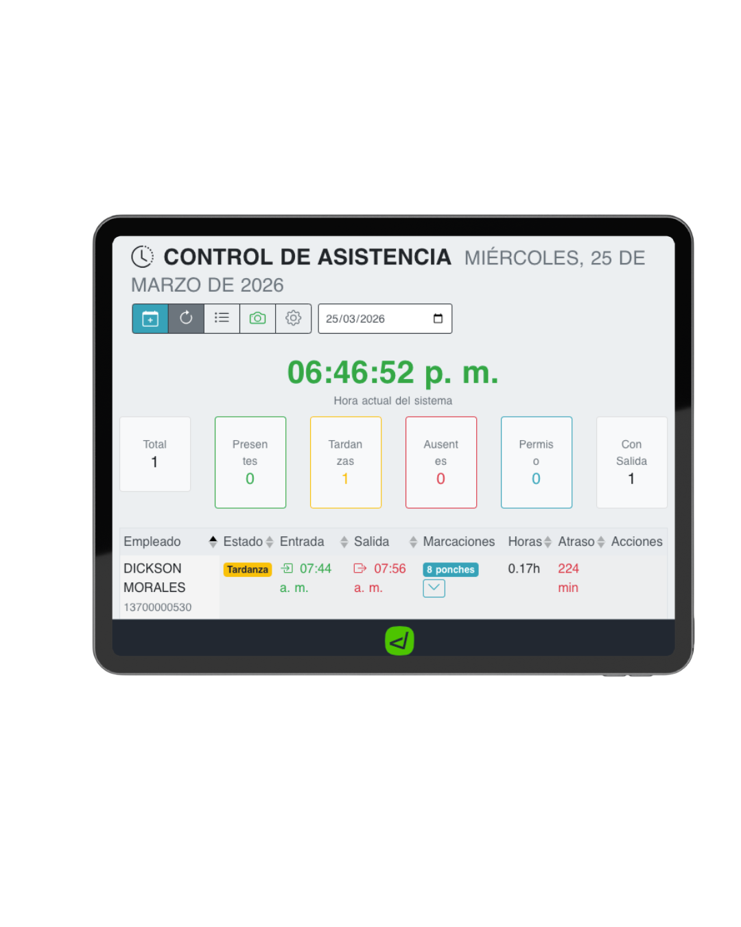 Control de asistencia en el módulo de recursos humanos