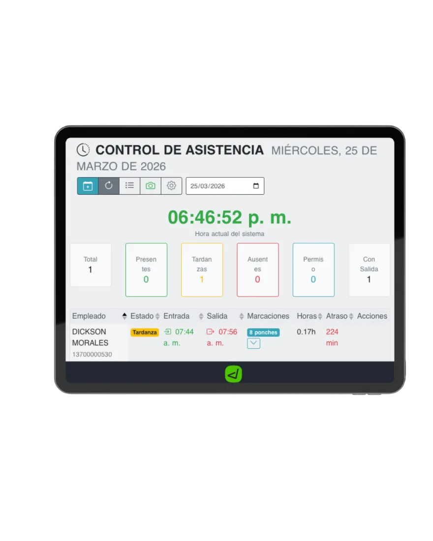 Control de asistencia en el modulo de recursos humanos
