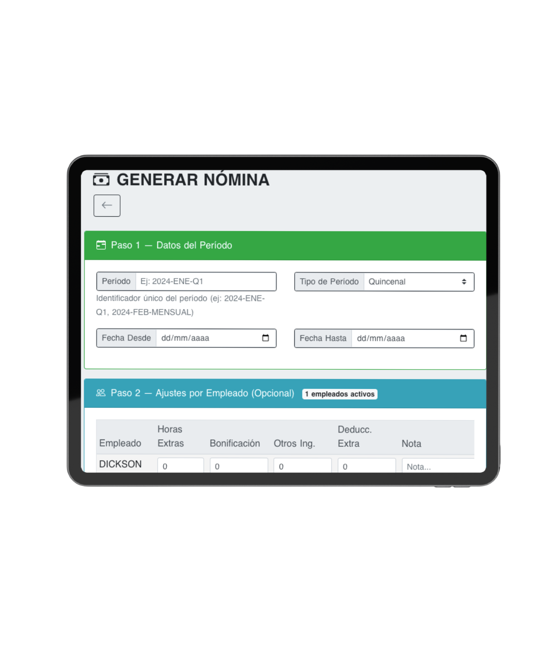 Generar nómina en el módulo de recursos humanos