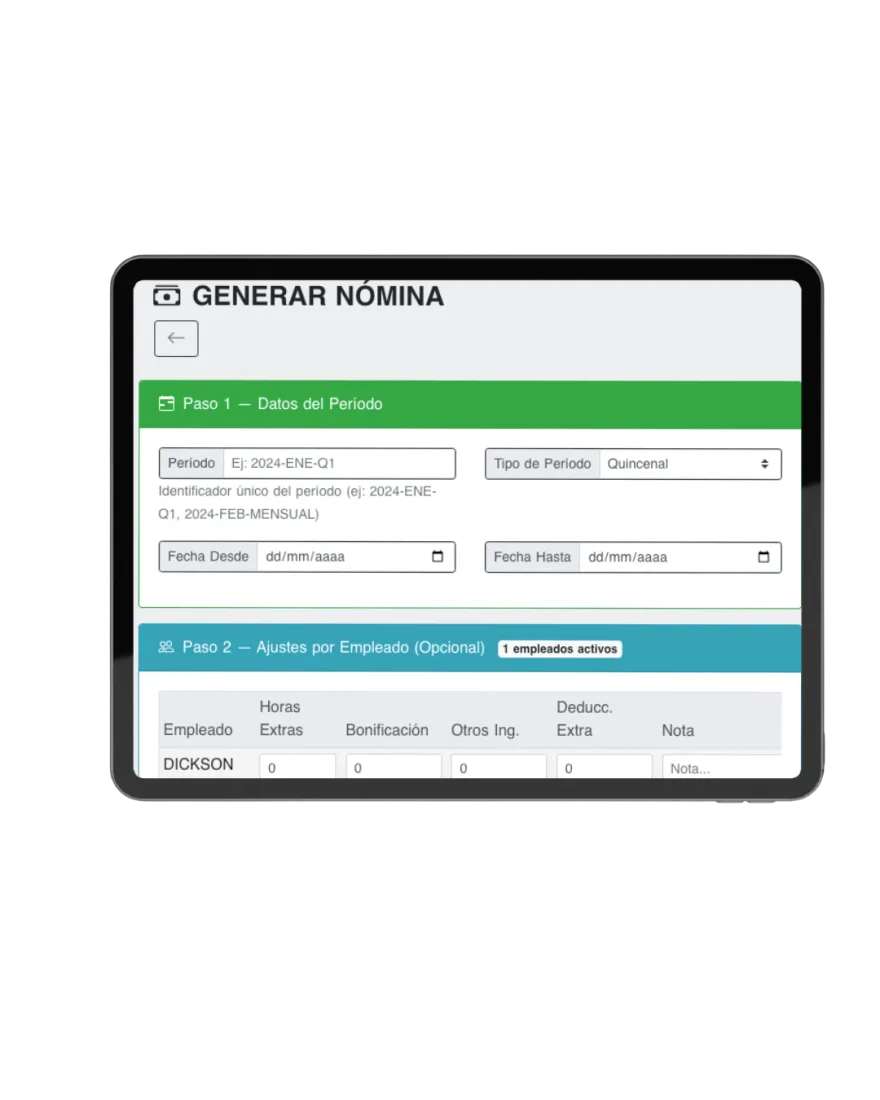 Generar nomina en el modulo de recursos humanos